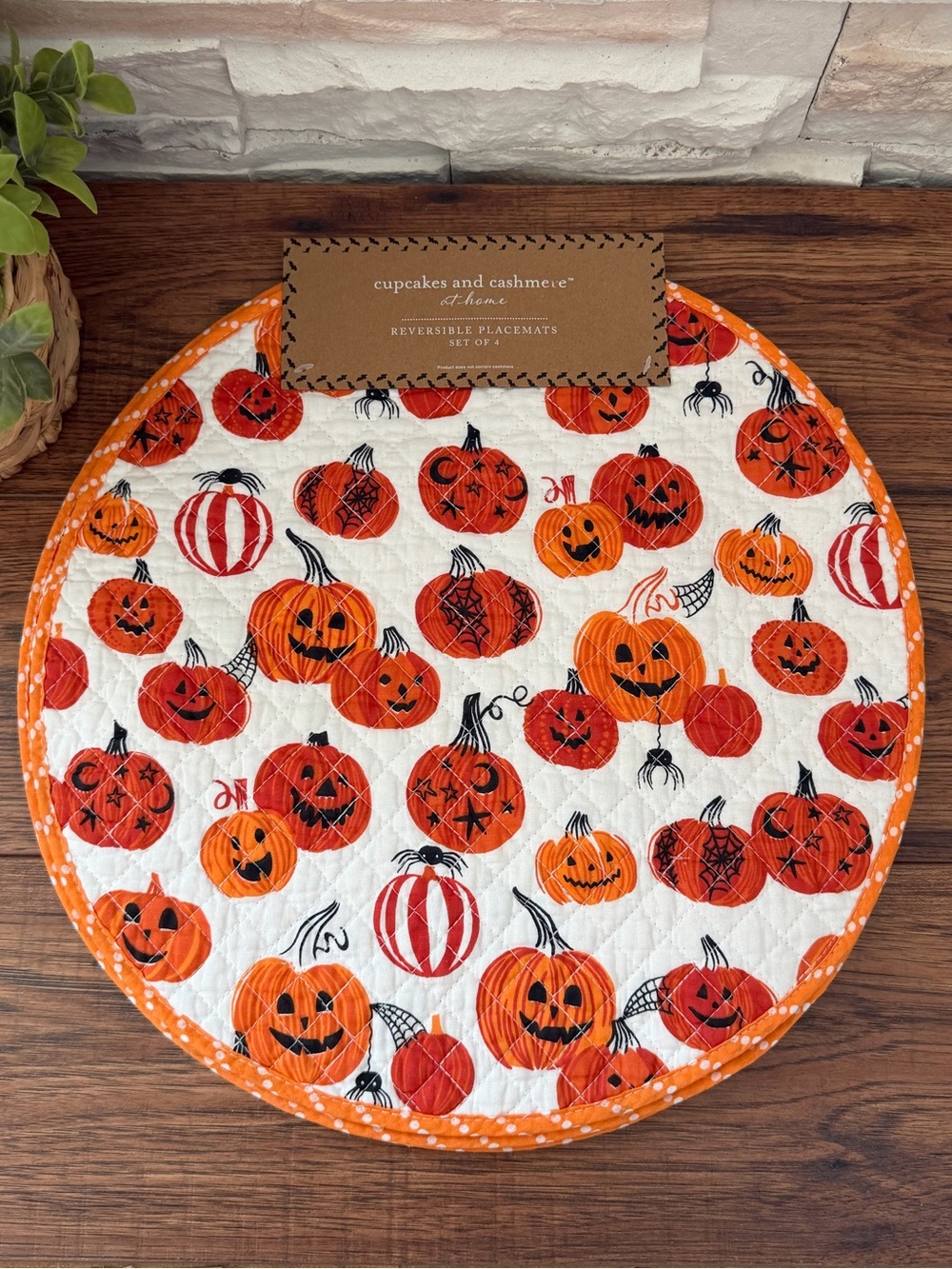 🆕 Cupcakes and Cashmere | 🎃 Halloween Reversible Round Placemats - Set of 4.